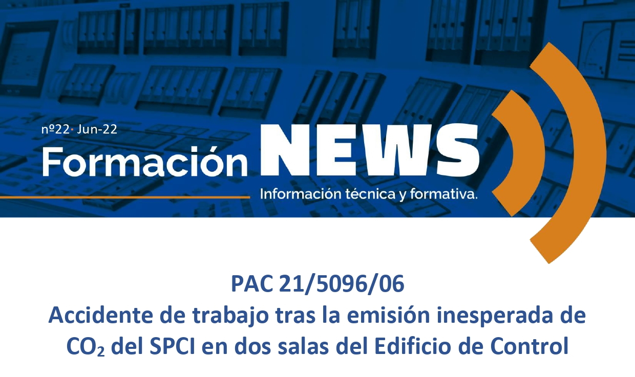 Newsletter 22: Accidente de trabajo tras la emisión inesperada de CO2 del SPCI en dos salas del Edificio de Control (ePAC: 21/5096/06) (HORAS: 0,25)